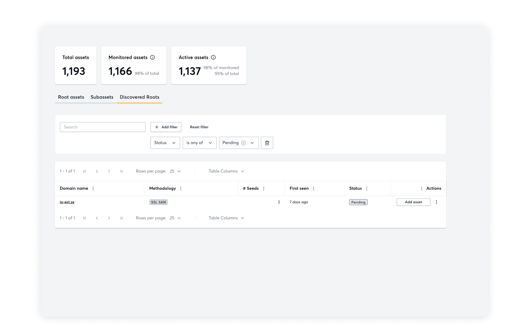 UI example of Apex Discovery in the Detectify tool